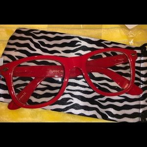 Red clear eyeglasses